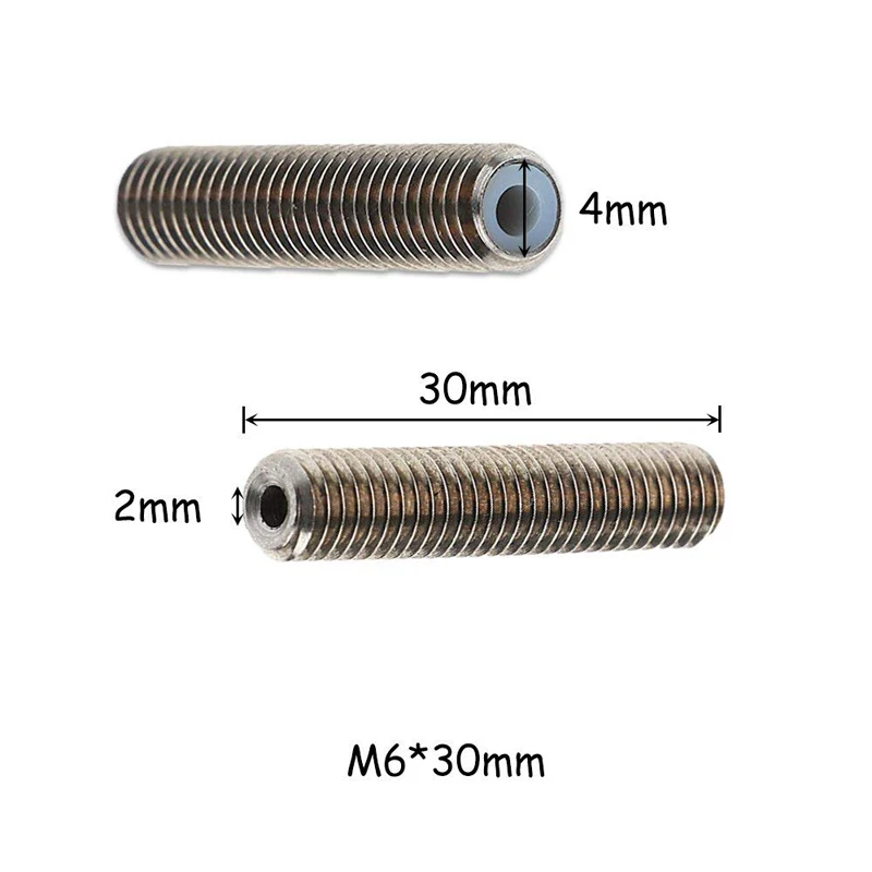 5 قطعة/الوحدة 3D طابعة Mk8 موضوع M6 30 مللي متر/40 مللي متر/50 مللي متر الحلق الفولاذ المقاوم للصدأ مع PTFE أنبوب 1.75 مللي متر خيوط ل Makerbot