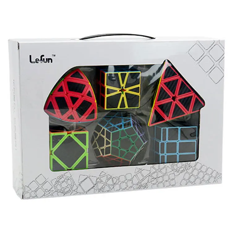 6pcs/set Strange Shape Cube Set  Lefun Magic Cube Mastermorphix+SQ-1+Meg+Mirror Block+Pyramid+Ske Black Sticker Gift Package