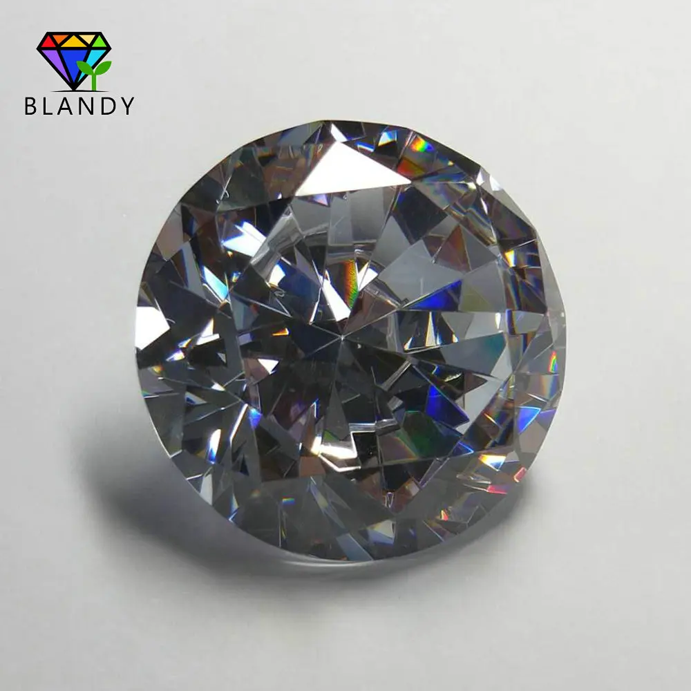 Piedras de circonita cúbica de corte redondo brillante, piedra sintética blanca para joyería, 5A, 10 ~ 80mm, envío gratis, 1 unidad/lote