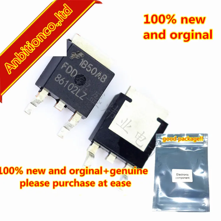 10pcs 100% new and orginal FDD86102LZ 36A100V TO252 N-Channel PowerTrench MOSFET 100 V, 35 A, 22.5 m in stock