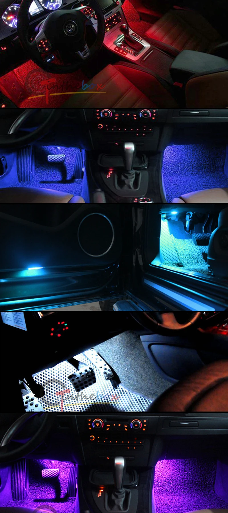 iJDM car motorcycle 12V CANBUS Error Free 5050-SMD LED For 2008-2015 Audi A4 S4 B8 Indoor light Footwell Lights white red blue
