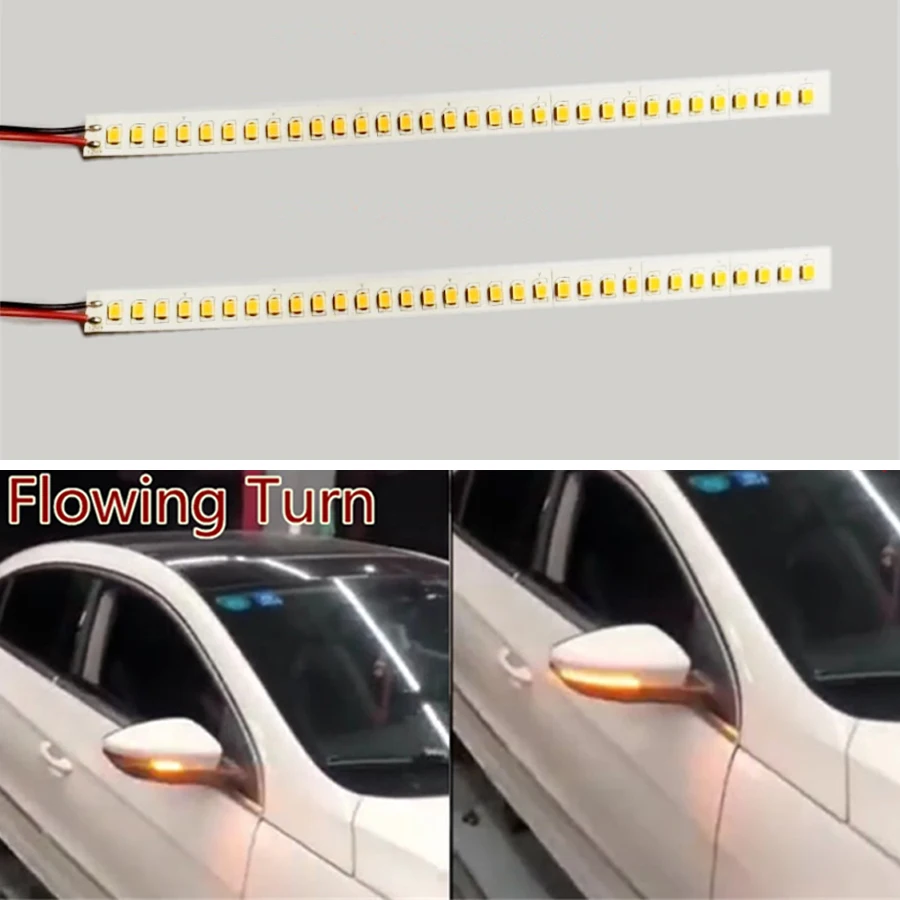 1Pair 18CM Rear Mirrors Flowing Turn Signal Lights Lamp Amber 32LED Flexible Soft Waterproof Built-in decoder Error Free