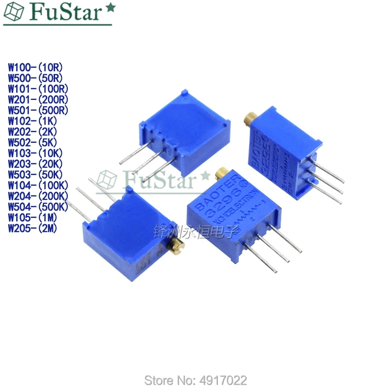 10 sztuk 3296 serii 3296 W resistanceohm potencjometr potencjometr przycinarki 1 K 2 K 5 K 10 K 20 K 50 K 100 K 200 K 500 K 1 M ohm 100R 200R 500R