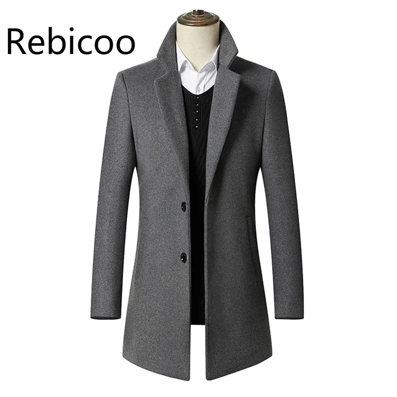 

2020 New Autumn Winter Men's Long Section Wool Coat Business Casual Classic Style Slim Fit Woolen Jaket Male Brand Clothes