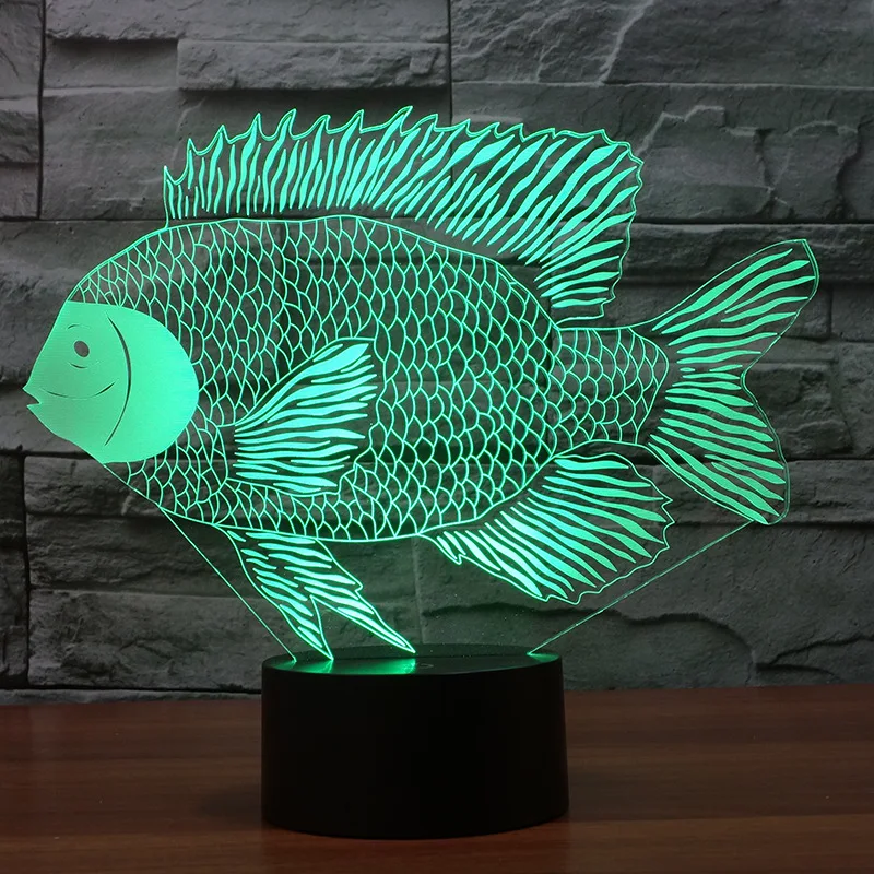 Illusion Energy saving 3d  Led Night Lamp Paper cut Fish Decoration Usb Led Desk Lamp Lovely cartoon children's toys Table Lamps