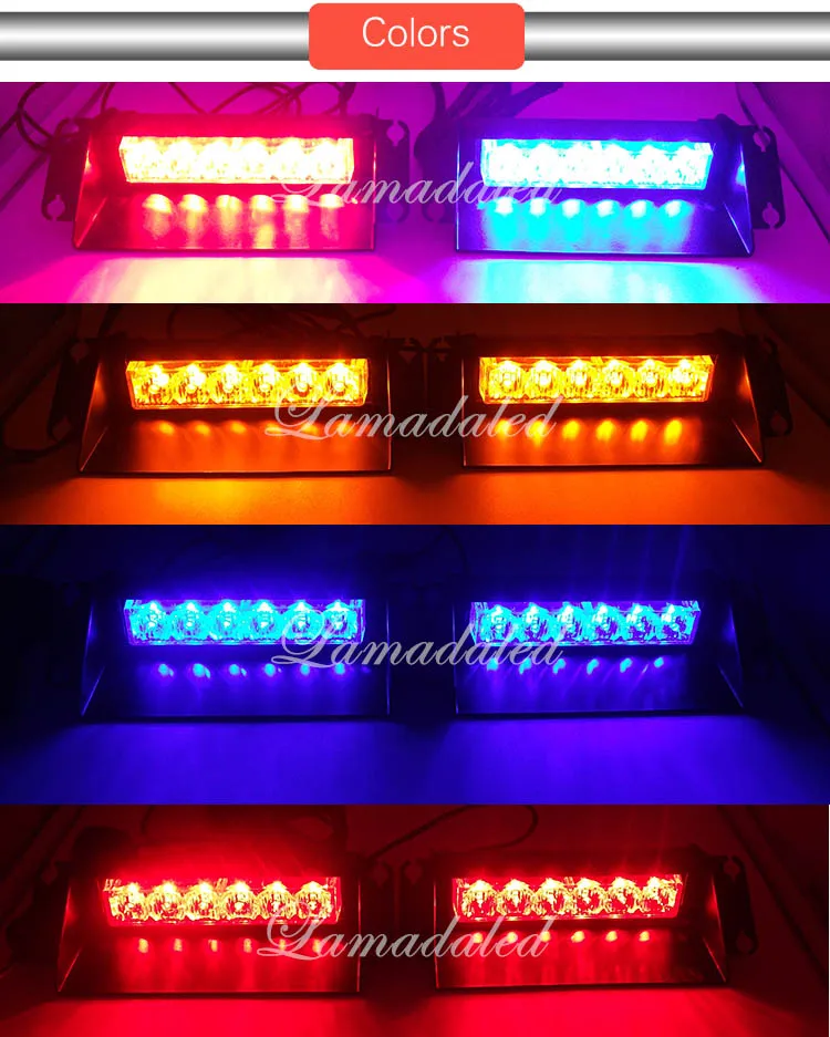 red blue split led Police strobe lights for car windshield dash board shovel flash stroboscope auto led emergency lights