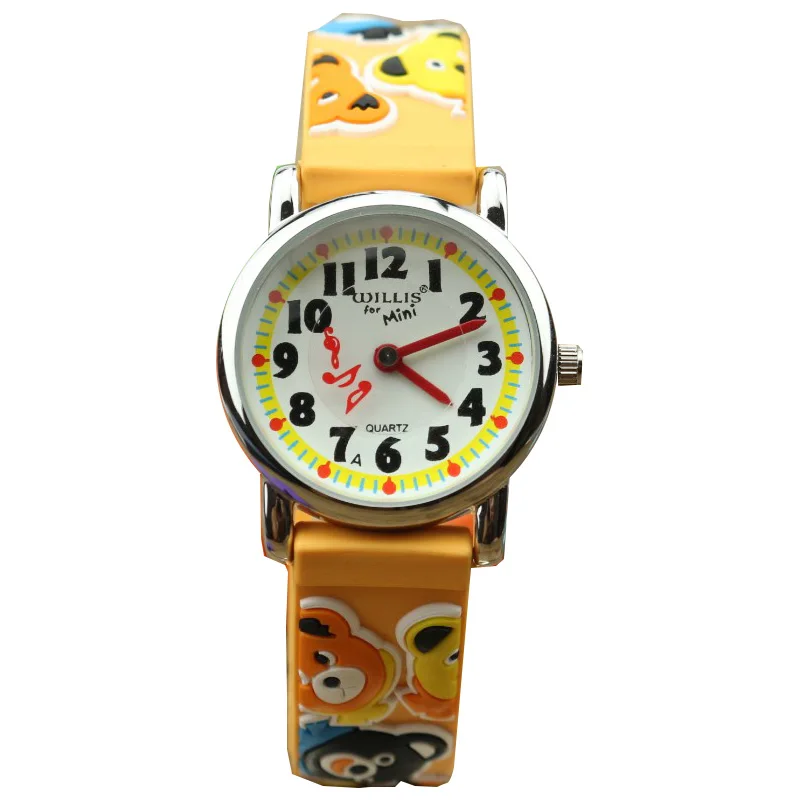 Mode kinder nette Cartoon Kaninchen und bär Design Analog 3D band Mädchen Jungen Kinder Handgelenk Kinder Uhren silikon band uhr