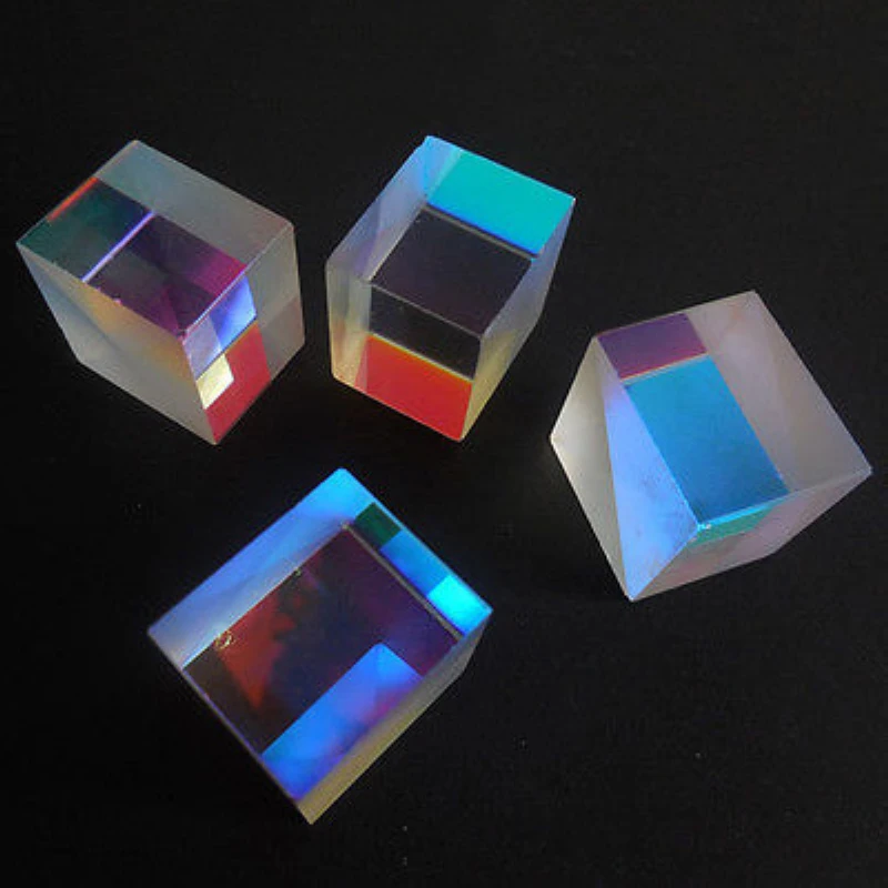 1pc Cube Defective Cross Dichroic Prism RGB Combiner Splitter Glass Decor Ornament