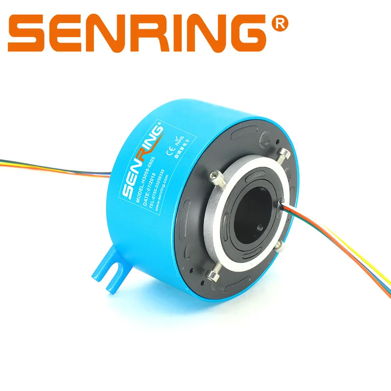 

Through Bore Slip Ring Rotary Joint 6 Circuits/Wires Contact Current 5A of Bore Size 30 mm