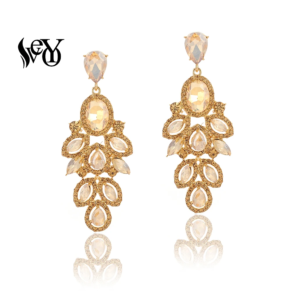 VEYO Luxury Vintage Crystal Drop Earrings for Women AAA Rhinestone Drop Earrings Fashion Jewelry New