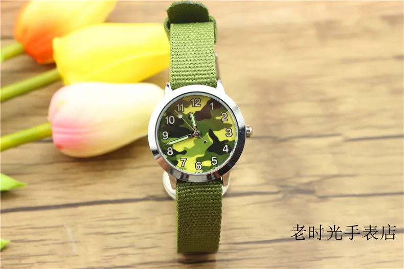 Fashion gift boys outdoor sports camouflage army watch cute kids and girls luminous hands high quality quartz Dibujos de reloj