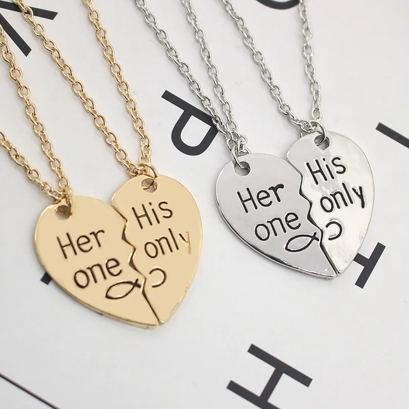 2 Pcs/Set Yin Yang Tai Chi Necklace For Couples Broken Heart Puzzle King Queen Pendant Necklaces Send Lovers Jewelry Gifts 2023