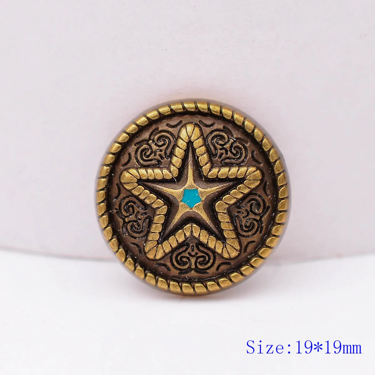 6X 19mm Retro Brass Western Engraved Ranger Star Saddles Bridle Belt Conchos