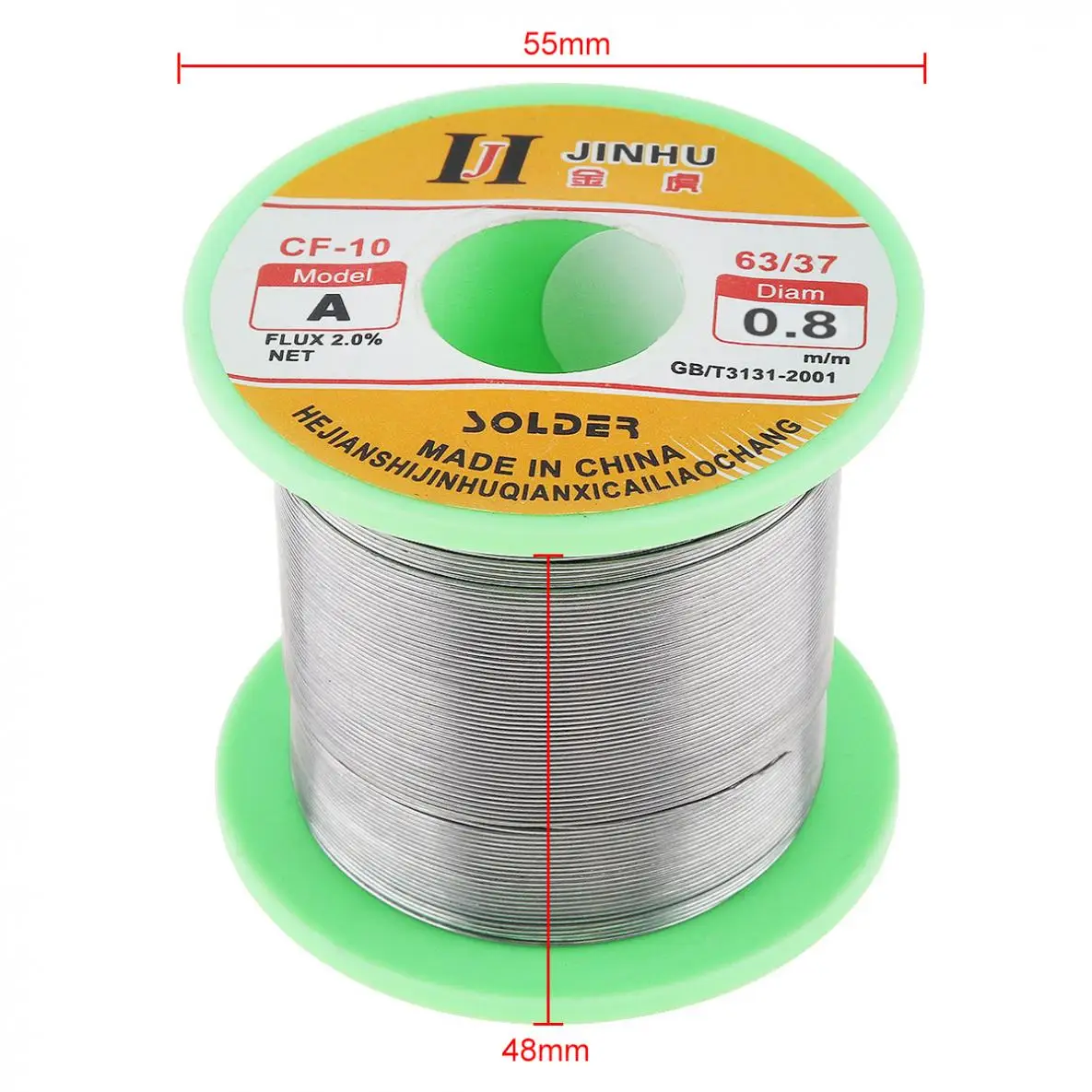 63/37 250G 0.8Mm 0.3Mm-2.0Mm Kawat Solder Inti Rosin Tidak Bersih dengan Fluks 2.0% dan Titik Leleh Rendah untuk Besi Solder Listrik