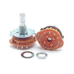 1pc RS25 Shaft Panel Mount 4P3T Band Rotary Switch Selector 4 Pole 3 Position 20MM Plum Shaft With Switch Cap