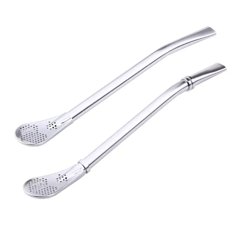 Spoon Tea Filter Yerba Mate Tea Straws Stainless Steel Drinking Straw Bombilla Gourd Reusable Tea Tools Washable Bar Accessories