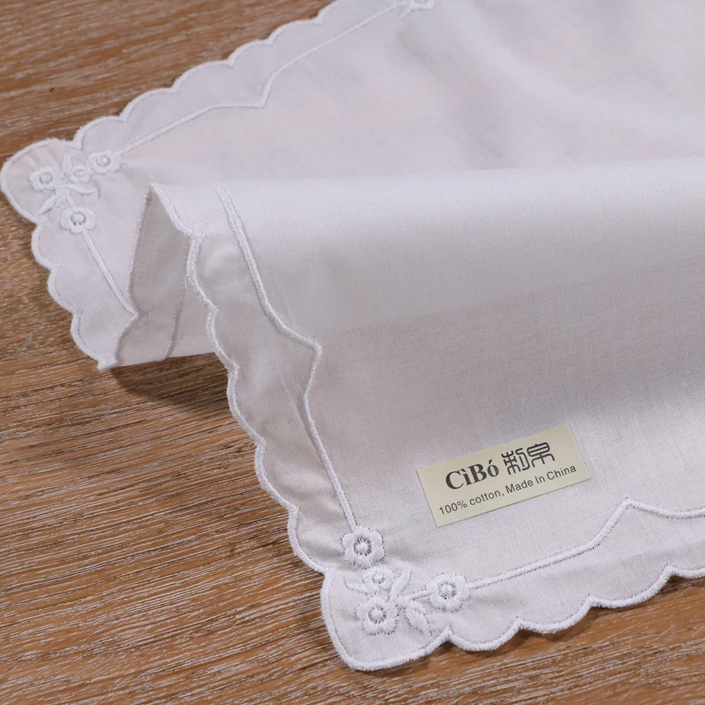 

C008 : 1piece women/ladies wedding gift White premium cotton blank crochet hankies lace handkerchiefs