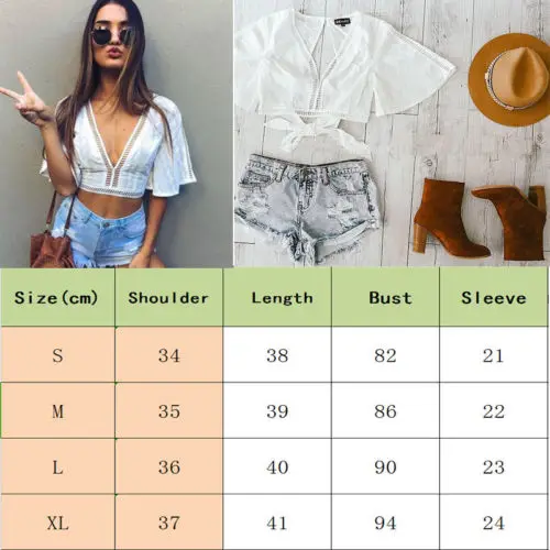 2019 Fashion Sexy Women Summer Vest Short Sleeve Top Cover Up Sleeve Blouse Tank Tops Midriff Blouses