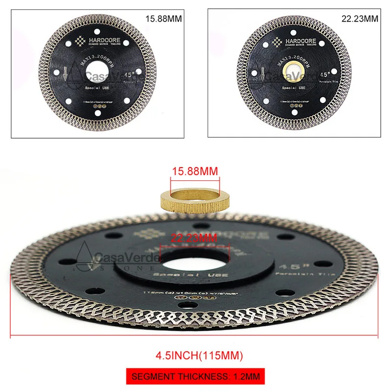 HARDCORE series 115mm 4.5 inch hot sintered diamond circular saw blade for porcelain Diamond cutting blade