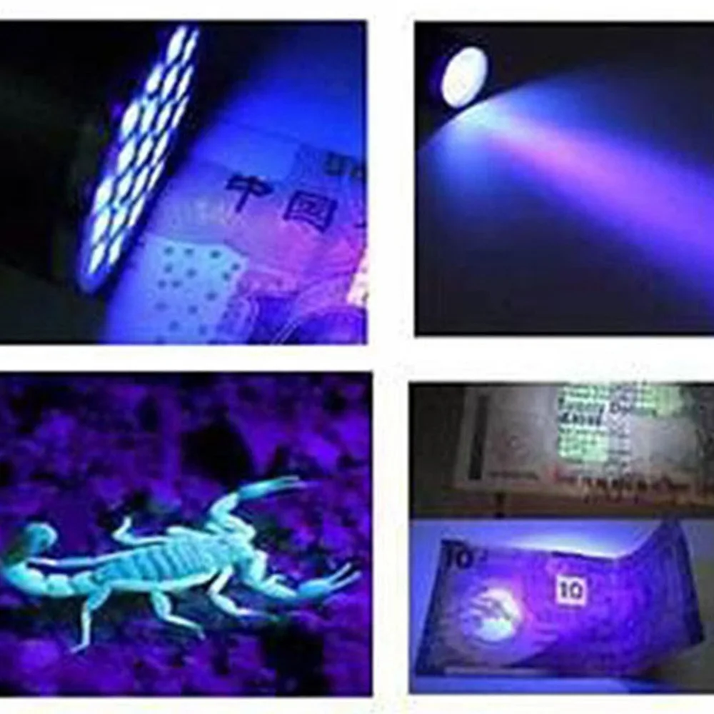 Mini UV 9 Led Flashlight Ultraviolet Torch Ultra Violet Purple Light Lanterna18650 Battery Flashlight Money Currency Detector