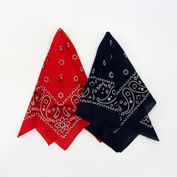 Red Navy Paisley Cotton Bandana Hiphop Men Headband Pocket Square Scarves Women Handkerchief Headwear