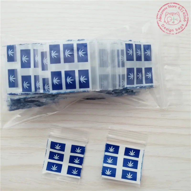 125125 100pcs Zipper Plastic Baggies Blue Leaf Desgin Resealable Zip Lock Package Small 1.25\