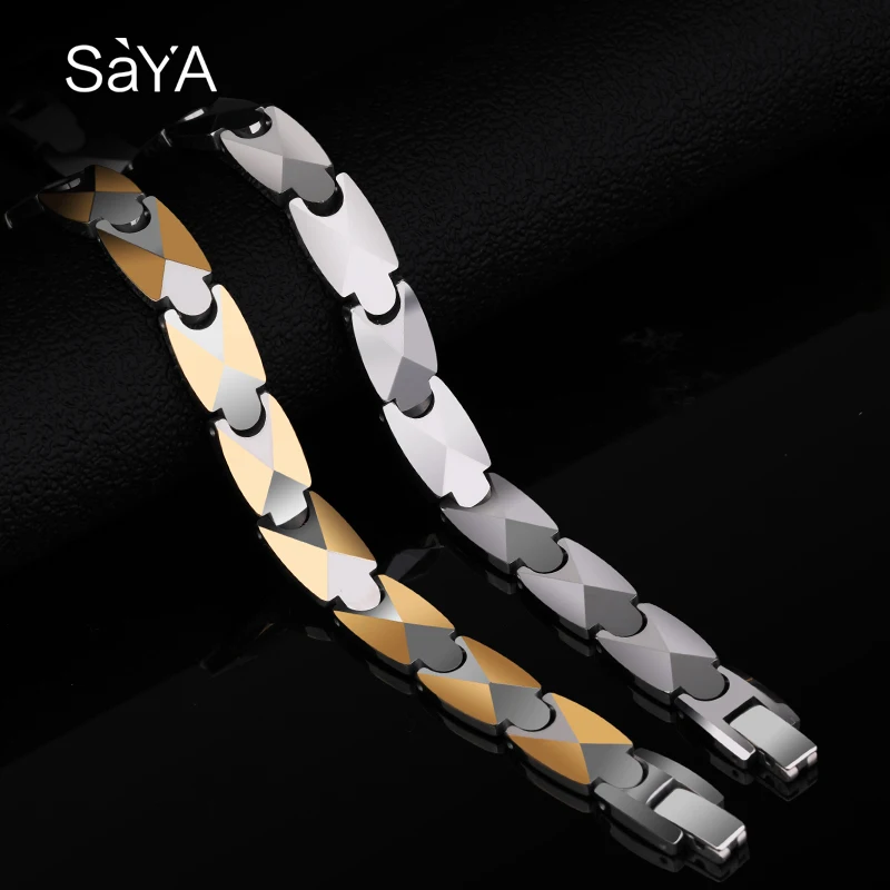 Pulseiras de tungstênio polido alto masculino, Jóias personalizadas, Ímã de cura, Personalizado, Moda