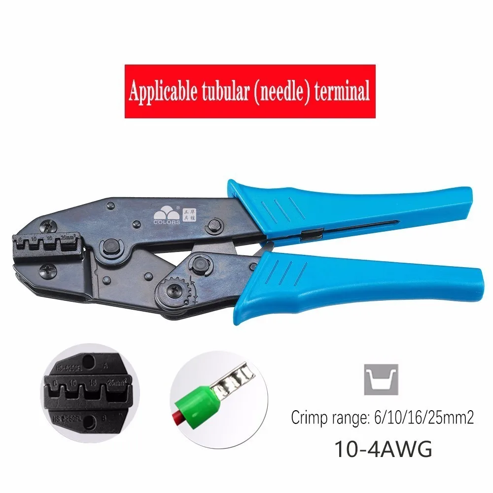 Hs-625wfl 6 10 16 25mm 10-3awg Multi Hand Crimp Pliers Tools Tube Bootlace Terminals Crimping Alicate Replaceable Dies 9 Inch