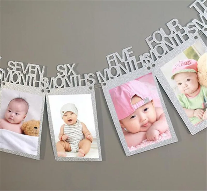 Hot 100PCS 1st Birthday Photo Frame 1-12 Months Baby's Photo Frame Shower baby Photo holder Kids Birthday Gift Room Decorations