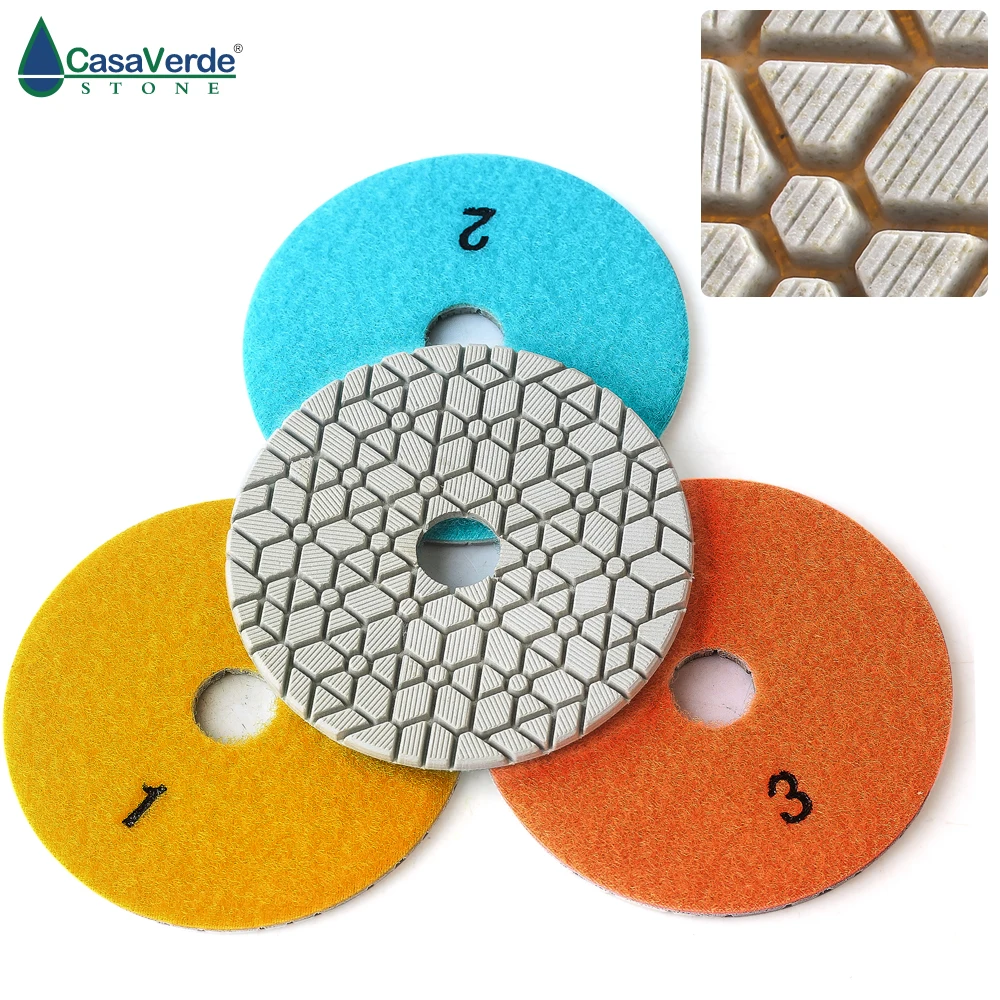 DC-WE3PP02 siêu linh hoạt 4 inch chất lượng cao 3 bước kim cương đánh bóng pads 100mm cho đá granit, đá đá cẩm thạch và thiết kế đá