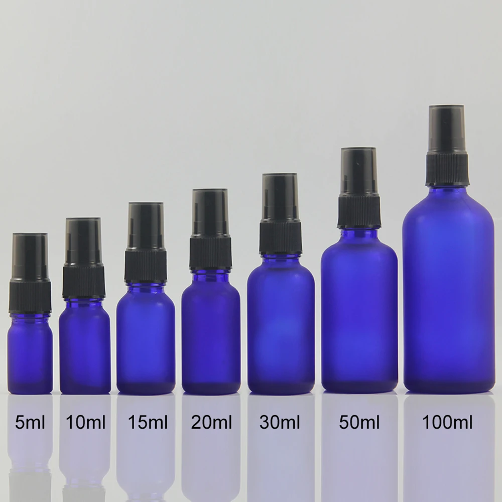 

High quality empty perfume refillable glass blue frosted bottles canada 30ml foundation packaging