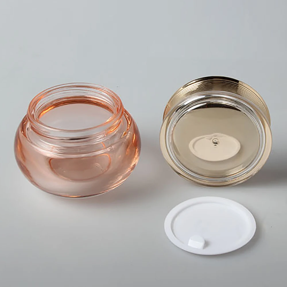 Yellow gradient glass jar with fold aluminum lid, cream glass jar 50g hot stamping for cosmetic packaging