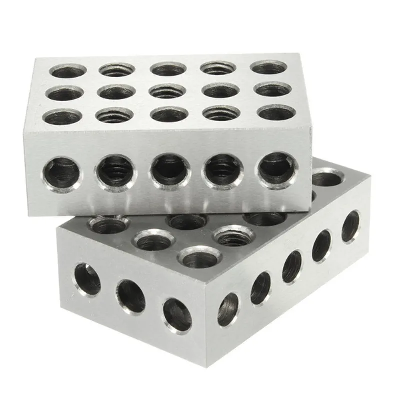 2Pcs Hardened Steel Block 23 Holes Parallel Clamping Block Lathe Tools Precision 0.005mm for Machine Tool 25x50x75mm