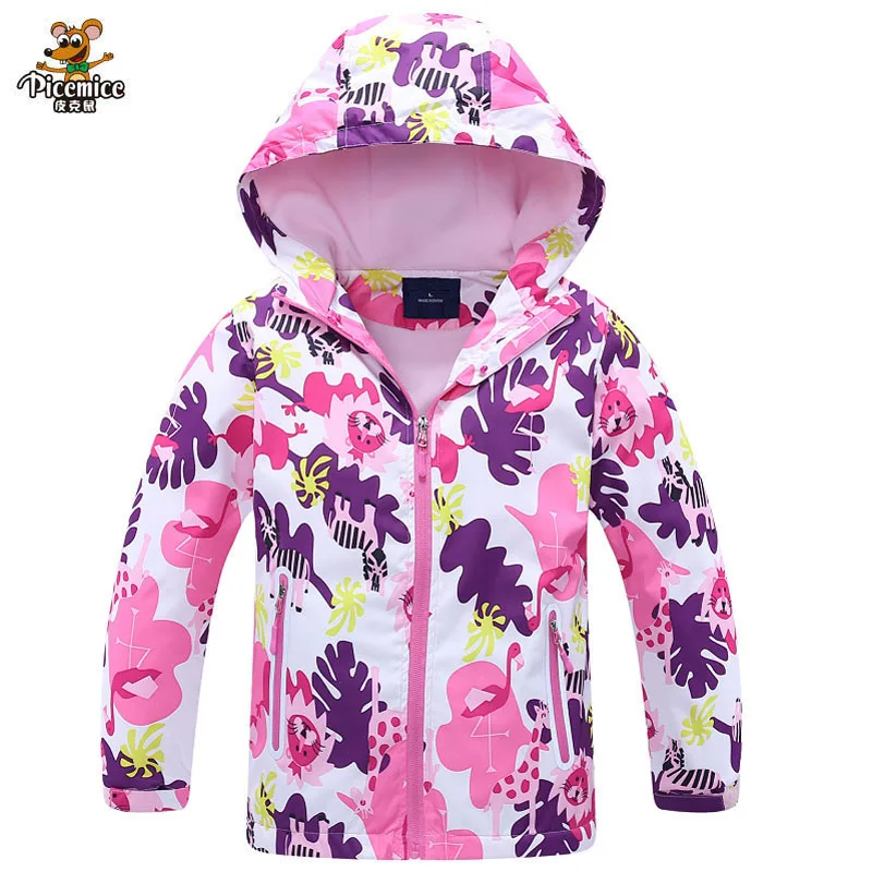 

Girls Windbreaker Jacket For Child Clothing Brand Flower Polar Fleece Girls Outerwear Coat Spring Autumn 3-12T Kids Jackets