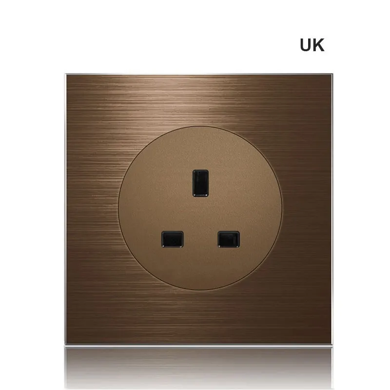 86 type Europe UK Germany France Coffee aluminum alloy Socket 1 2 3 4 gang 1 2way Press Switch Industry household