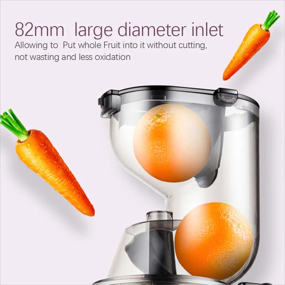 low speed Large Wide Mouth Feeding Chute Whole Apple orange Slow Juicer Fruit Vegetable nutrition Juice Extractor Squeezer