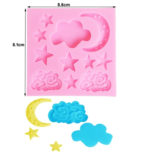 2 Styles Star Clouds Moon UV Resin Silicone Mold Fondant Chocolate Candy Lollipop Crystal Epoxy Soft Clay Bake Tool M2021 m794