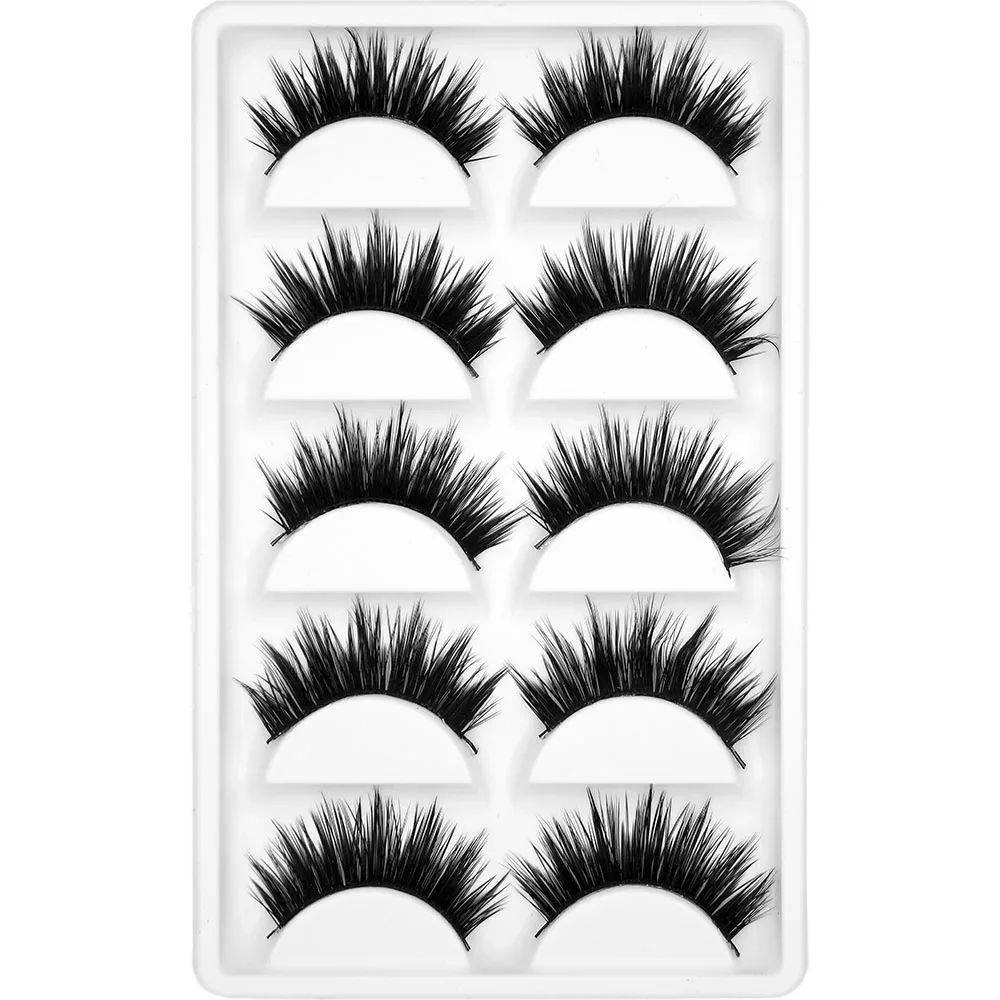 Kimcci 5pairs Mink Eyelashes Natural Long 3D Mink Lashes Soft Handmade Faux Lashes Makeup False Eyelash Fake Cilia Cilios Tools