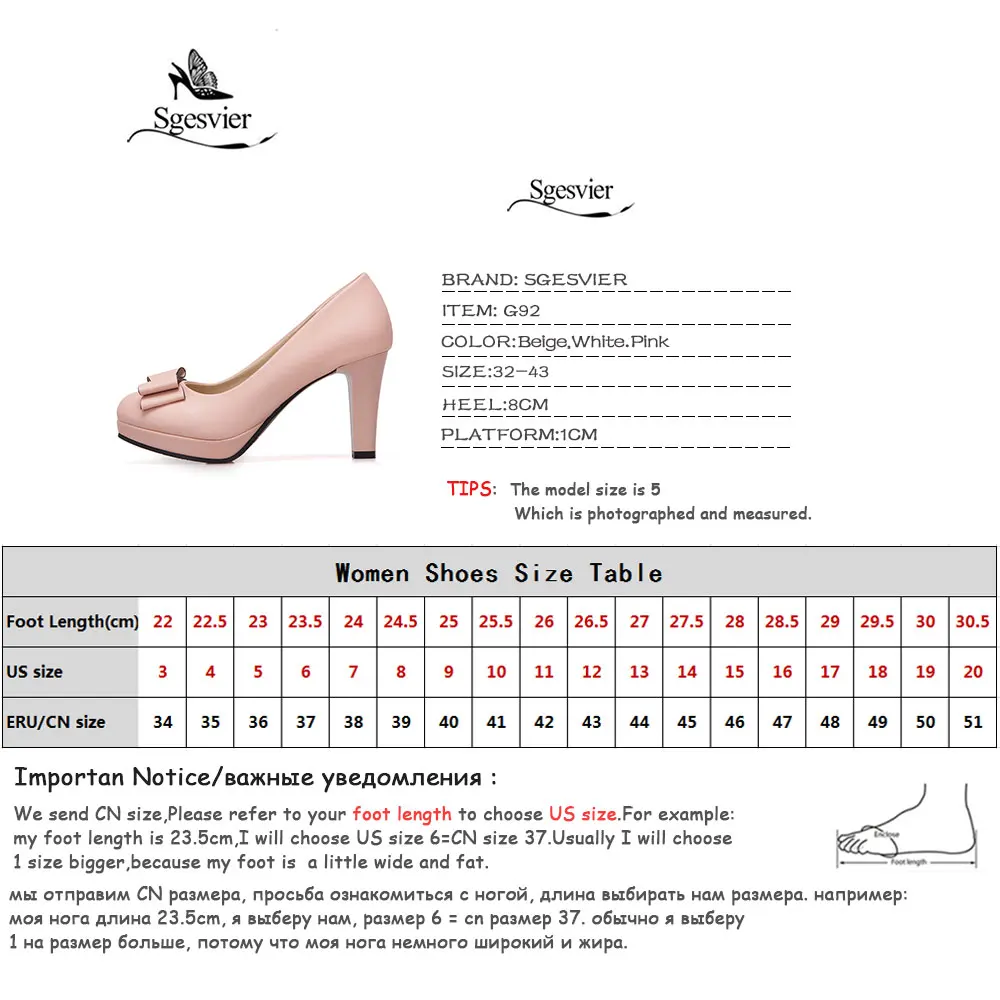 Sgesvier Spring Big Size 32~43 Shoes Woman High Heels round toe Pumps sweet wedding shoes Zapatos Mujer sapatos femininos G92