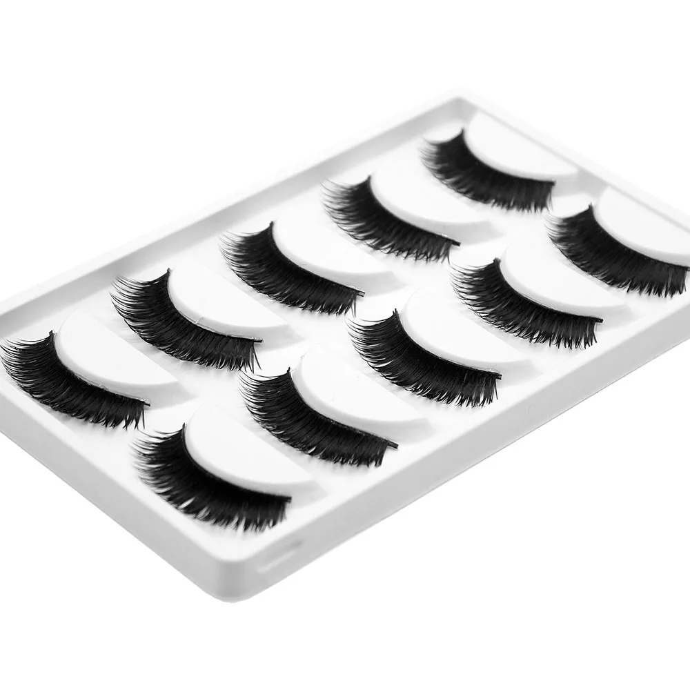 Kimcci 5 Pairs 3D Mink Eyelashes Natural Long False Mink Lashes Hand Made False Lashes 100% Cruelty free Lashes Reusable Cilia