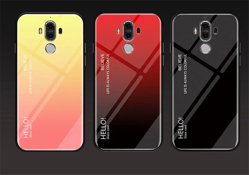 Huawei Mate 9 Mate9 MHA L29 L09 Case Gradient Aurora Tempered Glass Back Cover Hard Case For Huawei Mate 9 Mate9 MHA-L29 MHA-L09