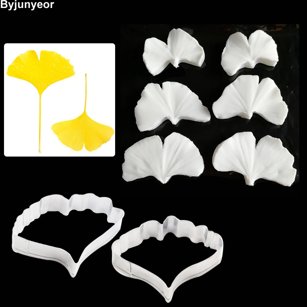 Ginkgo Leaves Veiners Silicone Molds Fondant Gumpaste Clay Water Paper Cake Decorating Tools ,Sugarcraft Cutters CS266