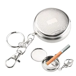 Vehicle Cigarette Ashtray Ashtray with Key Chain Pocket Ashtray Portable Mini Stainless Steel