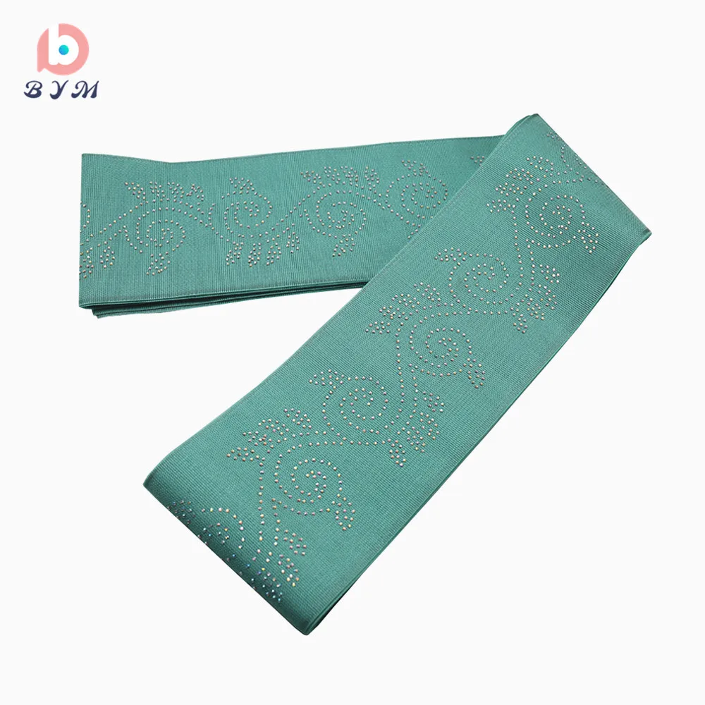 african aso oke headtie with shinning stones aqua 4.3m Bym 017 nigeria wedding ceremony bride fashions