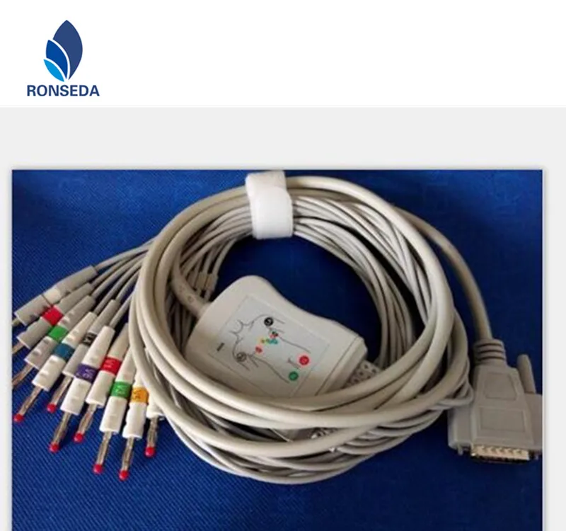 Compatible Nihon Kohden one piece ecg/ekg cable 10 leads banana end .AHA standard,for ECG-1250,ECG-1350, ECG-9101/9130/9132/9620