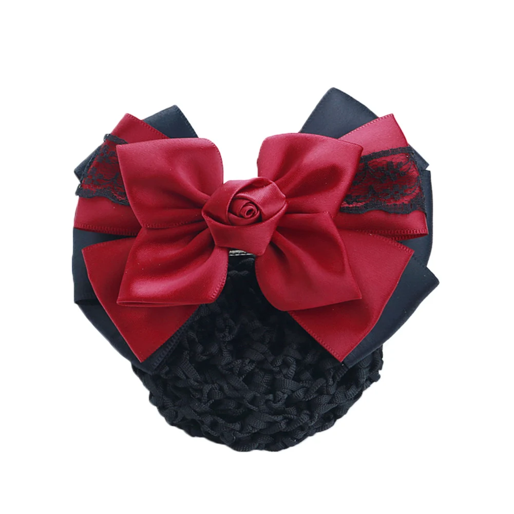 Hair Clips Mesh Hair Rope Satin Bow Barrette Hair Clip Cover Bowknot Bun Snood Hair Accessories acessorios para cabelo