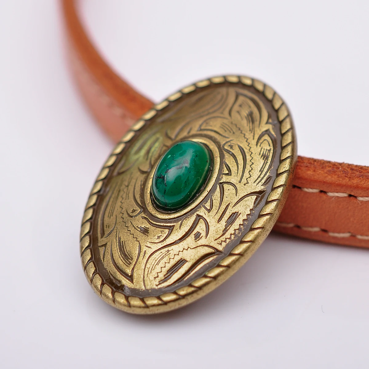 10X 35X25MM Western Antique Brass Green Turquoise Engraved Saddle Tack Belt Prairie Dust Oval Conchos