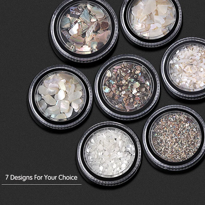 1 Box DIY Abalone Shell Piece 3D Charm Nail Art Decorations Slice Beauty Nail Decals Manicure Decoration Jewelry Nail Art Tool