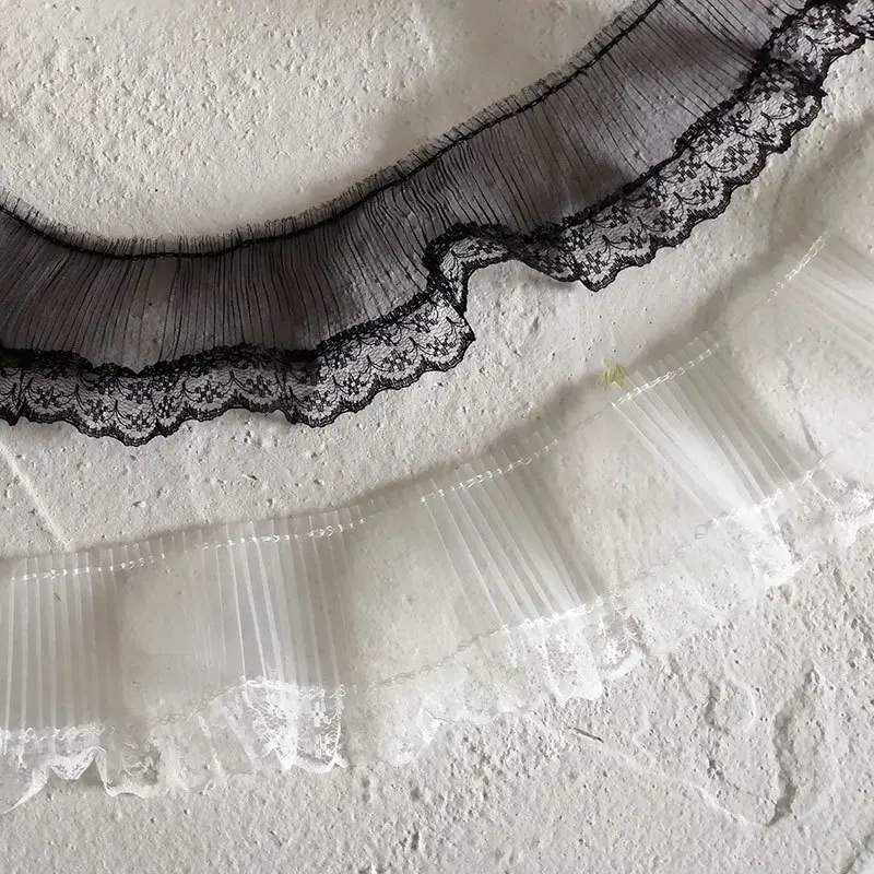 4cm Wide Imported Tulle Fine Lace Trim Applique Accessories Doll Skirt Collar Decorative Neckline Clothes With Pleated Fashion