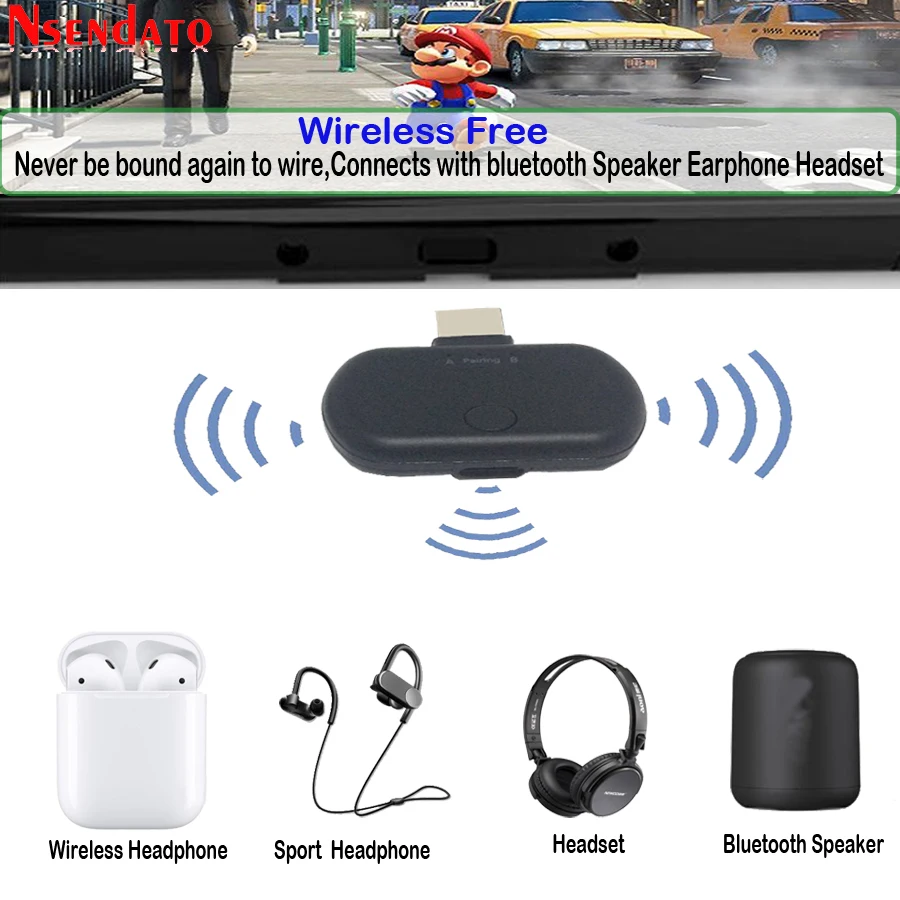 Wireless Bluetooth 5.0 Stereo Type-C Audio Transmitter Transceiver Adapter Support APTX LL SBC low latency for Nintendo Switch